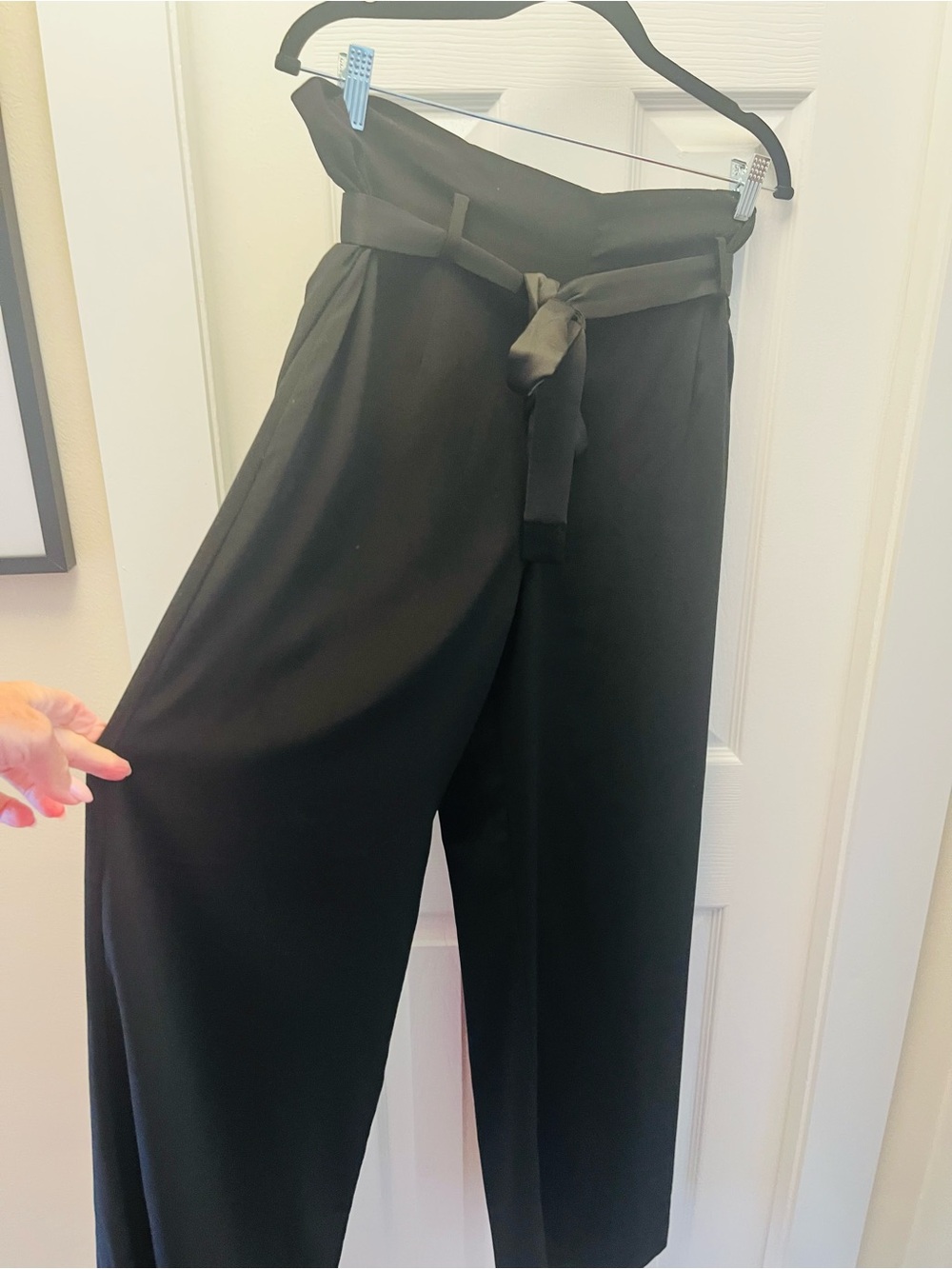 Laundry By Shelli Segal Black High-Waist Wide-Leg Pants with Tie Belt